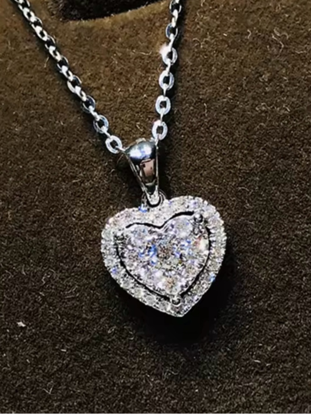 Anthropologie Silver Heart Halo Pendant Necklace - Picture 5 of 6